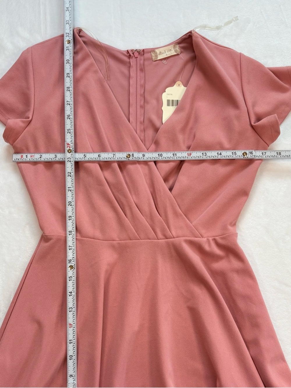 NWT ALTAR’D STATE Pink Wrap Dress Small Flutter Sleeve Fit & Flare Skater Dress - Picture 9 of 9